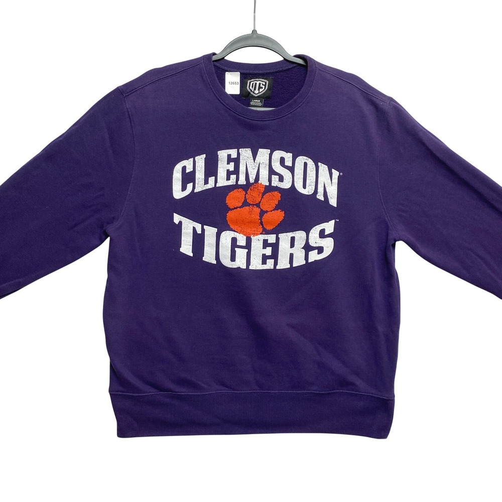 OTS Sweatshirt Mens Large Purple Clemson Tigers NCAA Pullover Graphic